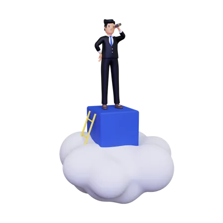 Man with Business vision  3D Illustration