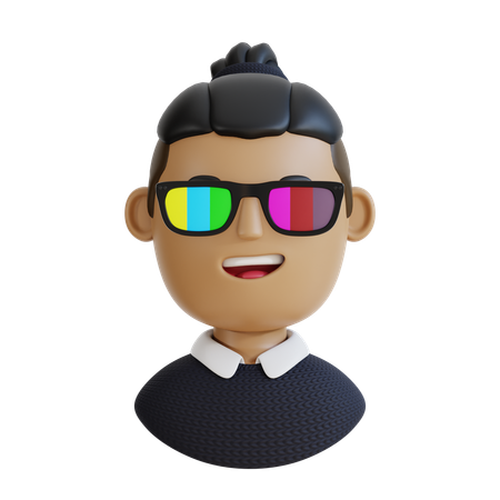 Man With Colourful Glasses  3D Icon
