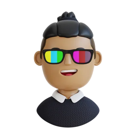 Man With Colourful Glasses  3D Icon