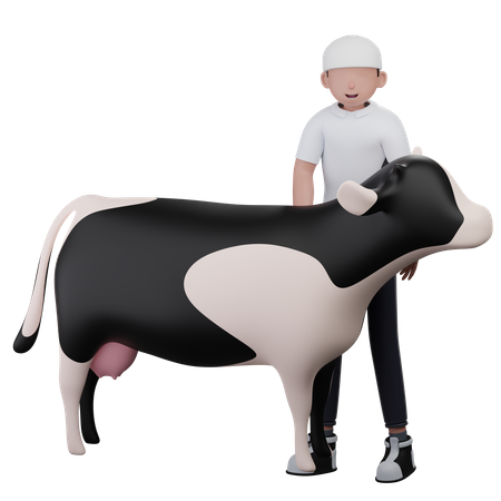 Man With Cow  3D Icon