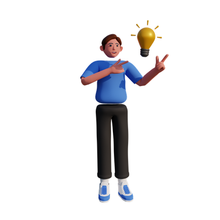 Man with Creative Idea  3D Illustration