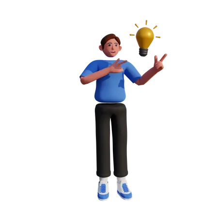 Man with Creative Idea  3D Illustration