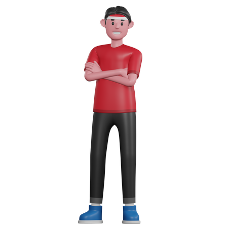 Man with Crossed Arms Pose 3D Illustration