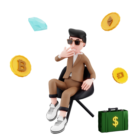Man with crypto coin 3D Illustration