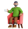 Man With Cup of Drink Sitting on Sofa