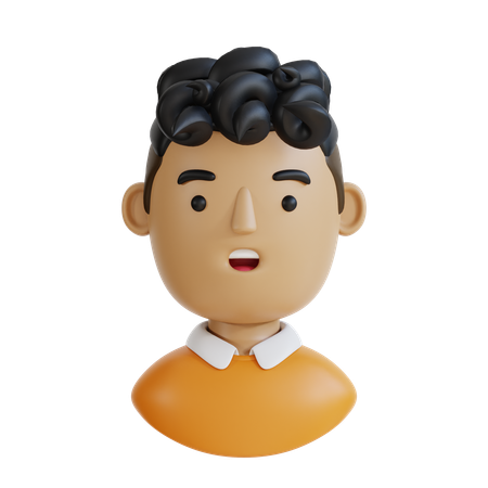 Man With Curly Hair  3D Icon