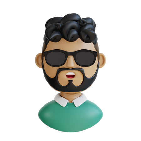 Man With Curly Hair  3D Icon