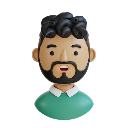 Man With Curly Hair  3D Icon