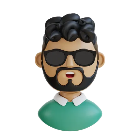 Man With Curly Hair  3D Icon