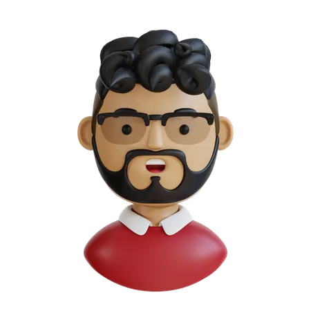 Man With Curly Hair  3D Icon