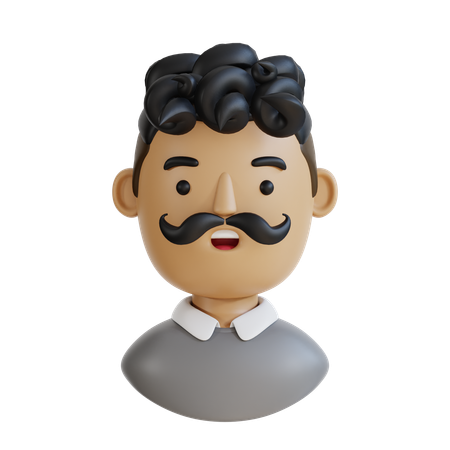 Man With Curly Hair  3D Icon