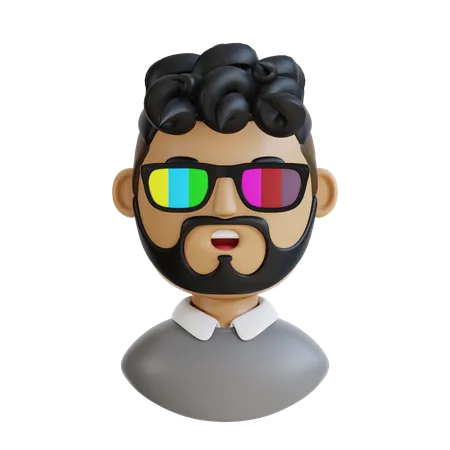 Man With Curly Hair  3D Icon