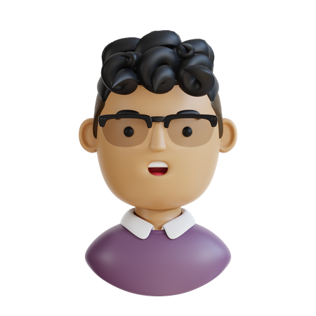 Man With Curly Hair  3D Icon