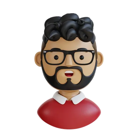 Man With Curly Hair  3D Icon