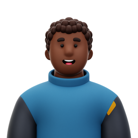 Man with Curly Hair  3D Icon