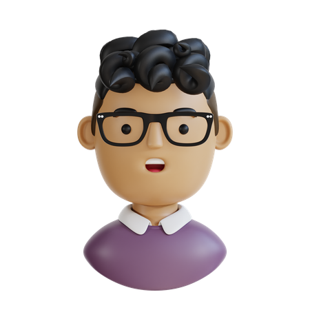 Man With Curly Hair  3D Icon