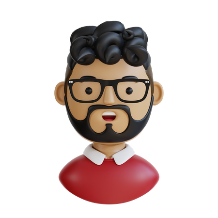 Man With Curly Hair  3D Icon