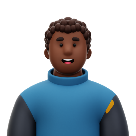 Man with Curly Hair  3D Icon