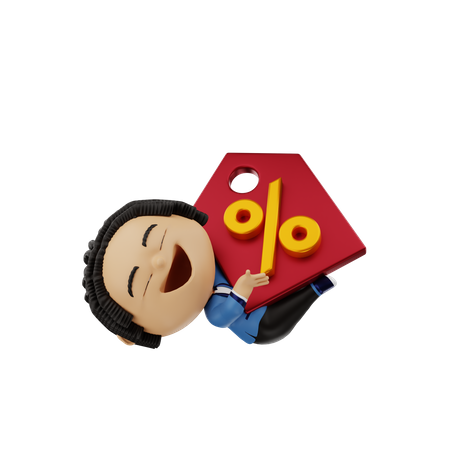 Man with discount coupon  3D Icon