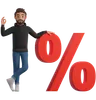 Man with discount symbol