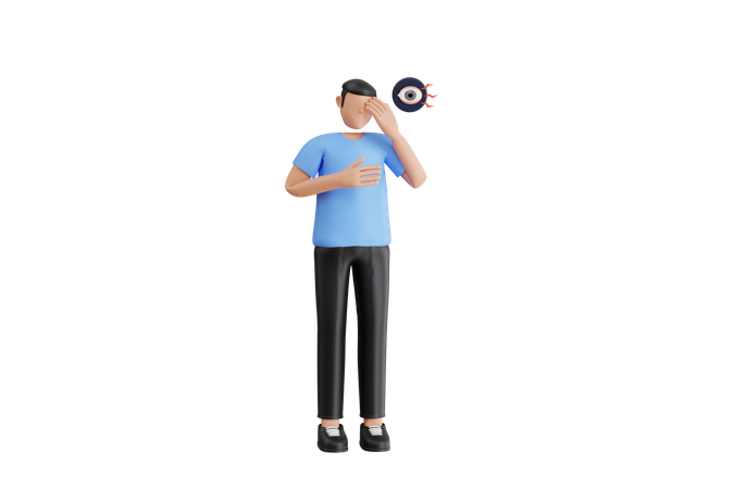 Man With Eye Redness Symptom  3D Icon