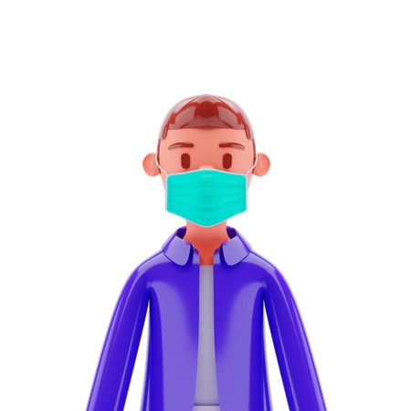 Man with Facemask 3D Illustration