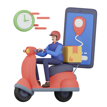 Man with Man Fast Delivery  3D Illustration