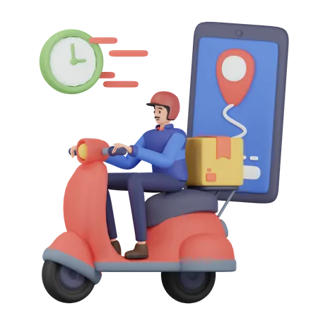 Man with Man Fast Delivery  3D Illustration