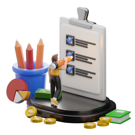 Man With Financial Planning  3D Illustration