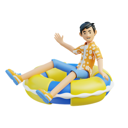 Man With Floating Ring  3D Illustration