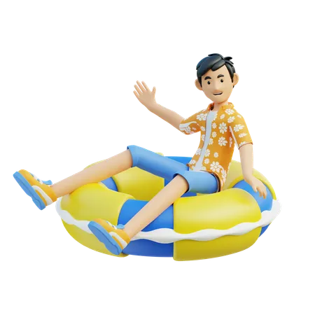 Man With Floating Ring  3D Illustration
