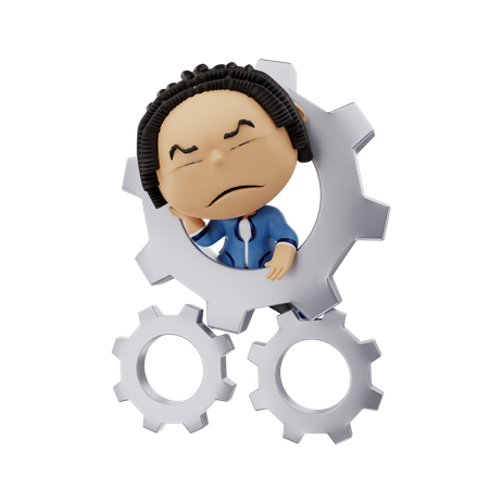 Man with gear  3D Illustration