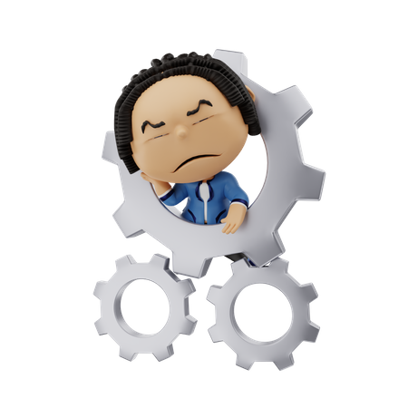 Man with gear 3D Illustration