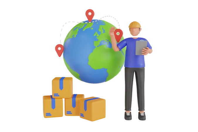 3 D Illustration Of Global Supply Chain Management Global Logistics Network Export Import Warehouse Business Transportation 3D Illustration