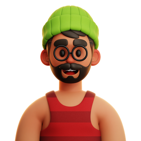 MAN WITH GREEN BEANIE  3D Icon