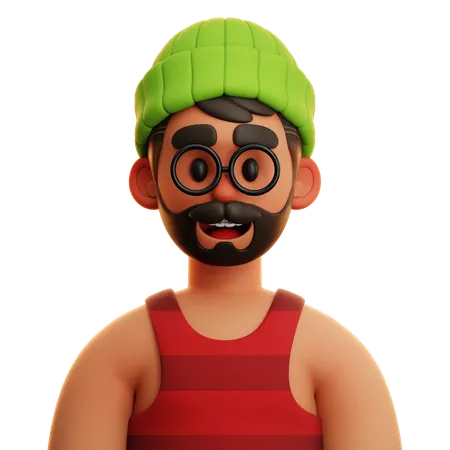 MAN WITH GREEN BEANIE  3D Icon