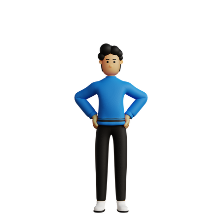 Man with hand on waist  3D Illustration