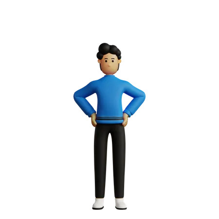 Man with hand on waist  3D Illustration