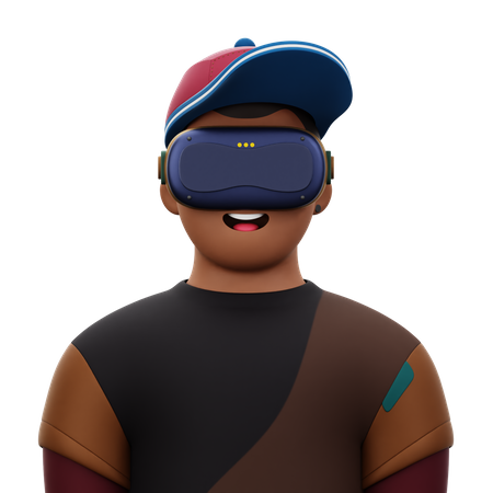 Man with Hat and VR  3D Icon