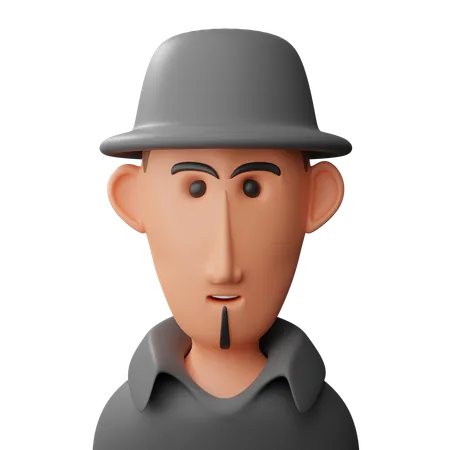 Man with hat avatar  3D Icon