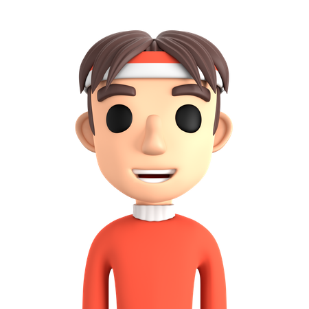 Man With Headband And Red Sweater  3D Icon