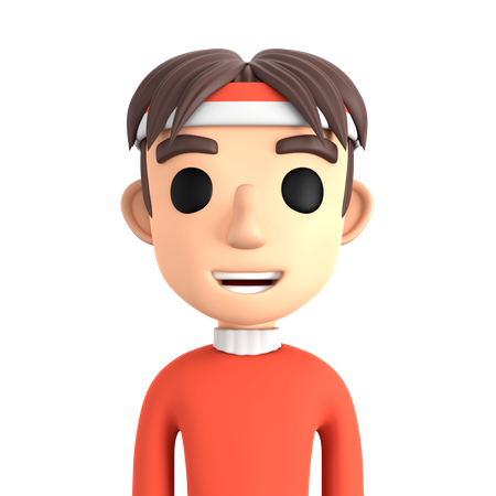 Man With Headband And Red Sweater  3D Illustration