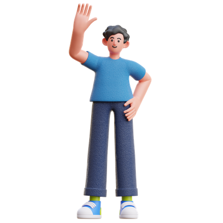 Man with high five gesture  3D Illustration