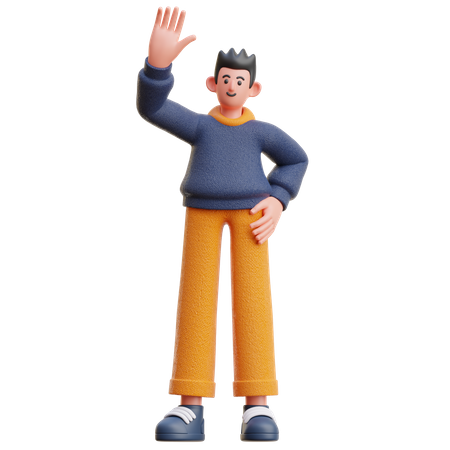 Man with high five gesture  3D Illustration