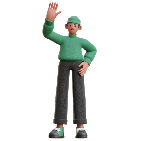 Man with high five gesture  3D Illustration