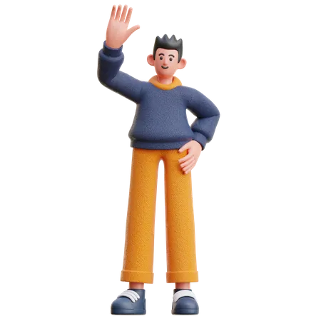 Man with high five gesture  3D Illustration