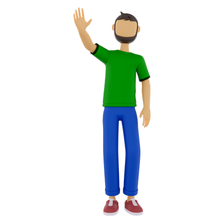 Man With High Five Gesture  3D Illustration