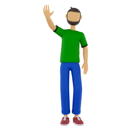 Man With High Five Gesture  3D Illustration