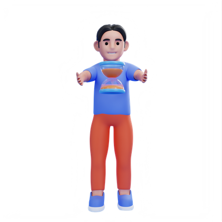 Man with hourglass  3D Illustration