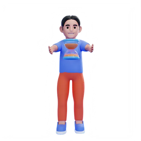 Man with hourglass  3D Illustration